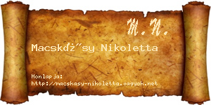 Macskásy Nikoletta névjegykártya
