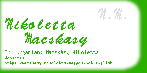 nikoletta macskasy business card